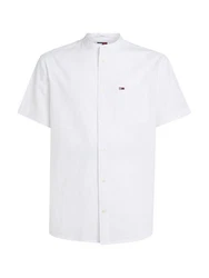 Tommy Jeans Kurzarmhemd TJM REG MAO LINEN BLEND SS SHIRT Weiß/Creme/Schwarz