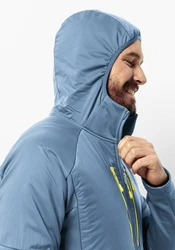 Jack Wolfskin Kapuzenfleecejacke ALPGRAT PRO INS FZ Grau/Hellblau/Dunkelblau/Blau