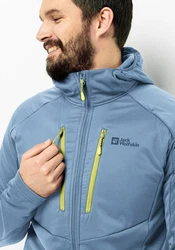Jack Wolfskin Kapuzenfleecejacke ALPGRAT PRO INS FZ Grau/Hellblau/Dunkelblau/Blau