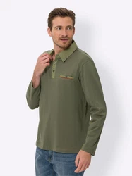 Sieh an! T-Shirt Langarm-Poloshirt Dunkelgrün/Grün