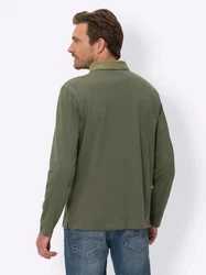 Sieh an! T-Shirt Langarm-Poloshirt Dunkelgrün/Grün