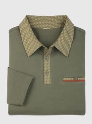 Sieh an! T-Shirt Langarm-Poloshirt Dunkelgrün/Grün