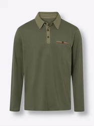 Sieh an! T-Shirt Langarm-Poloshirt Dunkelgrün/Grün