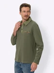 Sieh an! T-Shirt Langarm-Poloshirt Dunkelgrün/Grün