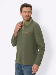 Sieh an! T-Shirt Langarm-Poloshirt Dunkelgrün/Grün