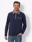 Sieh an! T-Shirt Langarm-Poloshirt Dunkelblau/Hellblau/Blau/Grau