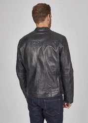 bugatti Lederjacke BUAMADEO mit Stehkragen Dunkelgrau/Dunkelblau/Grau