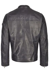 bugatti Lederjacke BUAMADEO mit Stehkragen Dunkelgrau/Dunkelblau/Grau