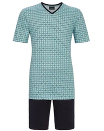 Pyjama Herren Kurzarm 'Necktie' mit Bermuda Hose 4241306