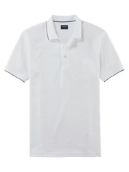 OLYMP Poloshirt Casual Weiß/Dunkelblau/Creme/Grau