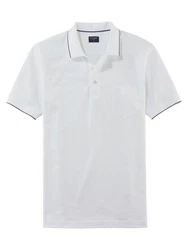 OLYMP Poloshirt Casual Weiß/Dunkelblau/Creme/Grau