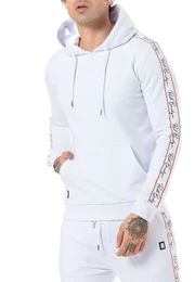 Kapuzensweatshirt Kapuzenpullover mit Logoband Wei XXL