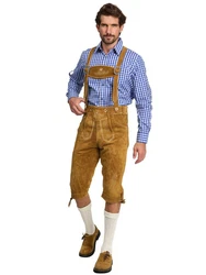 Steigenhfer Manufaktur Trachtenlederhose KNIEBUND mit Trägern Braun/Beige/Dunkelrot