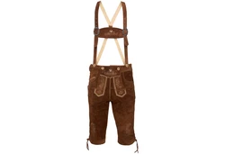 Steigenhfer Manufaktur Trachtenlederhose KNIEBUND mit Trägern Braun/Dunkelbraun