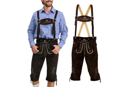 Steigenhfer Manufaktur Trachtenlederhose KNIEBUND mit Trägern Dunkelbraun/Braun/Lila/Schwarz/Beige