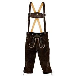 Steigenhfer Manufaktur Trachtenlederhose KNIEBUND fr Herren mit passenden Trgern, echtes Premium Veloursleder