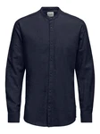 ONLY & SONS Langarmhemd ONSCAIDEN LS SOLID LINEN MAO SHIRT NOOS Dunkelblau