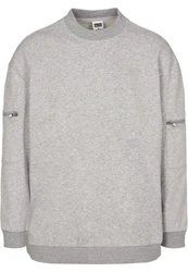 URBAN CLASSICS Rundhalspullover Herren Training Terry Crew Grau/Hellgrau