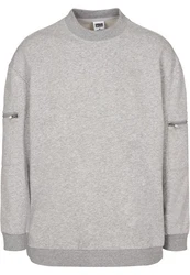 URBAN CLASSICS Rundhalspullover Herren Training Terry Crew Grau/Hellgrau