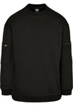 URBAN CLASSICS Rundhalspullover Herren Training Terry Crew Schwarz/Dunkelgrün
