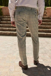 Next Anzughose Skinny Fit Gelb/Grün/Beige