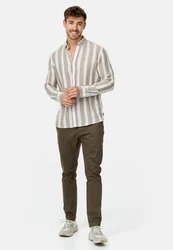 Indicode Langarmhemd Brayden Khaki/Beige/Gelb/Weiß