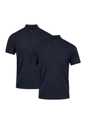 DANISH ENDURANCE Poloshirt Classic Fit Herren 2er-Pack Dunkelblau/Blau