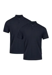 DANISH ENDURANCE Poloshirt Classic Fit Herren 2er-Pack Dunkelblau/Blau