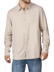 riverso Langarmhemd Hemd Herren RIVFabio Regular Fit Khaki/Weiß/Beige/Braun