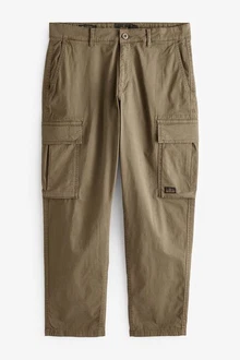 Next Cargohose Regular Fit Cargohose Khaki/Dunkelgrün