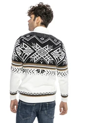 RedBridge Strickpullover Norweger Slim-Fit Stehkragen mit Reißverschluss Weiß
