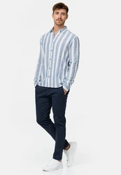Indicode Langarmhemd Brayden Blau/Hellblau