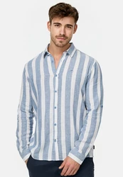 Indicode Langarmhemd Brayden Blau/Hellblau