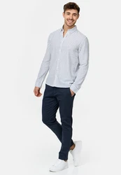 Indicode Langarmhemd Brayden Hellblau/Grau/Blau/Weiß