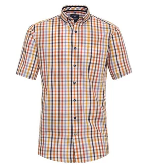 Redmond Kurzarmhemd Button-Down-Kragen Comfort Fit Mischfarben/Rot/Braun/Gelb