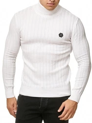 Red Bridge Herren Rollkragen Pullover Strickpullover mit Logopatch Weiß
