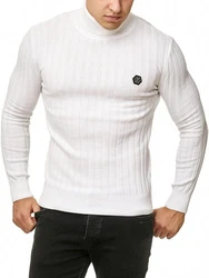 Red Bridge Herren Rollkragen Pullover Strickpullover mit Logopatch Weiß
