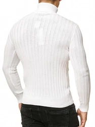 Red Bridge Herren Rollkragen Pullover Strickpullover mit Logopatch Weiß