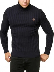 Red Bridge Herren Rollkragen Pullover Strickpullover mit Logopatch Navy