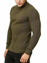 Red Bridge Herren Rollkragen Pullover Strickpullover mit Logopatch Khaki
