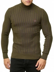 Red Bridge Herren Rollkragen Pullover Strickpullover mit Logopatch Khaki