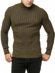 Red Bridge Herren Rollkragen Pullover Strickpullover mit Logopatch Khaki