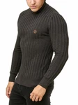 Red Bridge Herren Rollkragen Pullover Strickpullover mit Logopatch Anthrazit