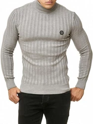 Red Bridge Herren Rollkragen Pullover Strickpullover mit Logopatch Grau