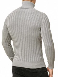 Red Bridge Herren Rollkragen Pullover Strickpullover mit Logopatch Grau