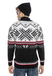 RedBridge Strickpullover Norweger Slim-Fit Stehkragen mit Reißverschluss Navyblau