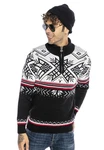 RedBridge Strickpullover Norweger Slim-Fit Stehkragen mit Reißverschluss Navyblau