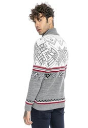 RedBridge Strickpullover Norweger Slim-Fit Stehkragen mit Reißverschluss Grau