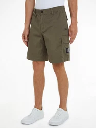 Calvin Klein Jeans Cargohose CARGO SHORT mit Logopatch Khaki/Dunkelgrün