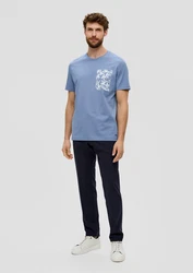 s.Oliver BLACK LABEL Kurzarmshirt T-Shirt Frontprint Blau/Grau/Hellblau